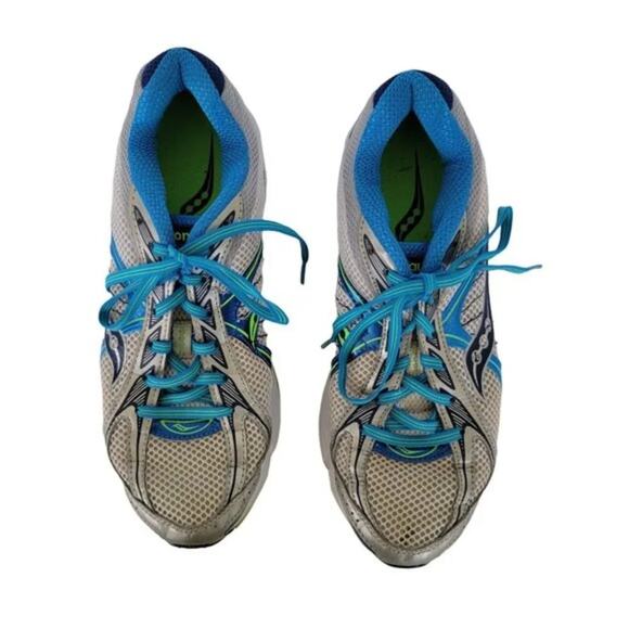 Saucony Ignition 4 Womens Running Shoes Size 8.5 Turquoise Lime Silver Sneakers - Picture 7 of 9